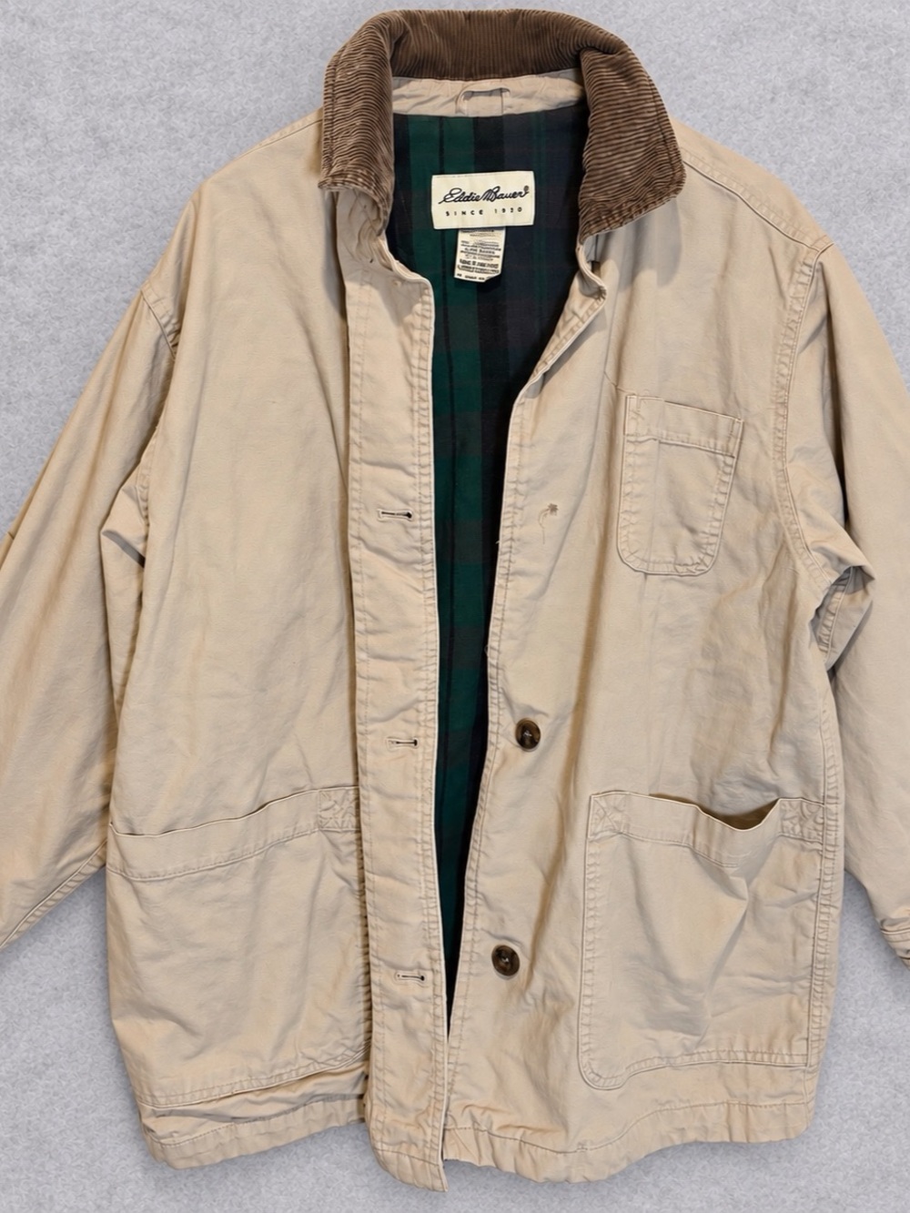Eddie Bauer Women’s M Plaid-Lined Canvas Chore Jacket